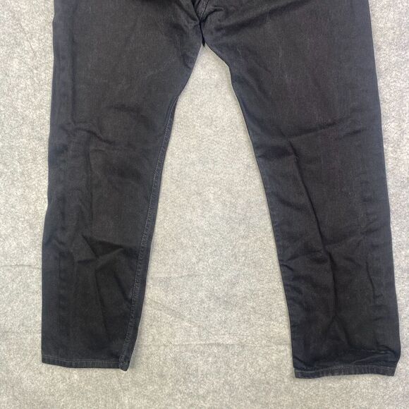 Levis 505 Jeans Mens 36x32 Black Regular Fit Straight Leg Dark Wash Denim Cotton - Picture 11 of 11